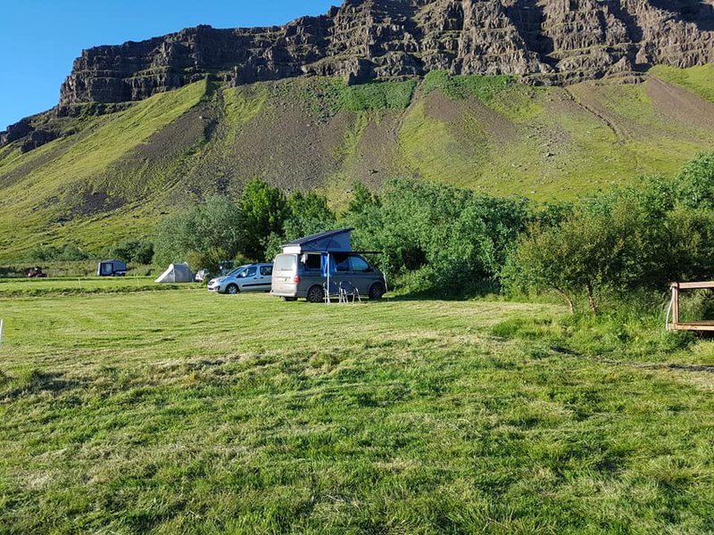 Hið fallega tjaldsvæði á Miðjunesi. Ljósmynd: Aðsend