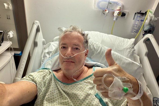 Piers Morgan á sjúkrahúsi eftir alvarlegt fall