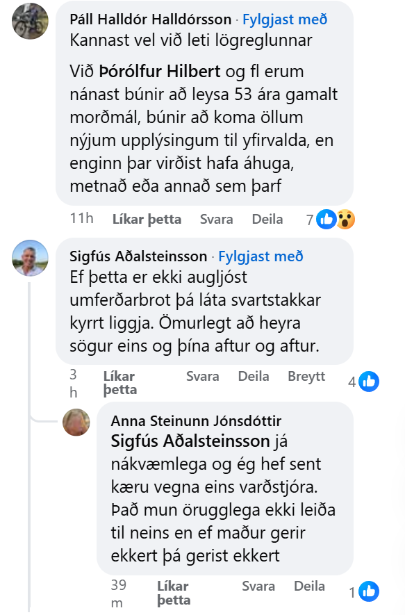 Athugasemd inn á FB
