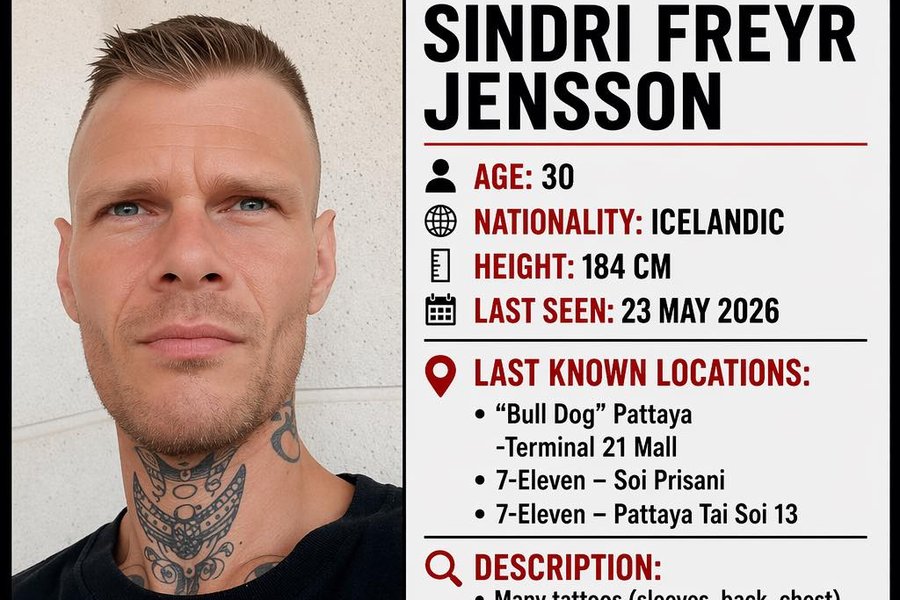 Sindri Freyr týndur í Tælandi