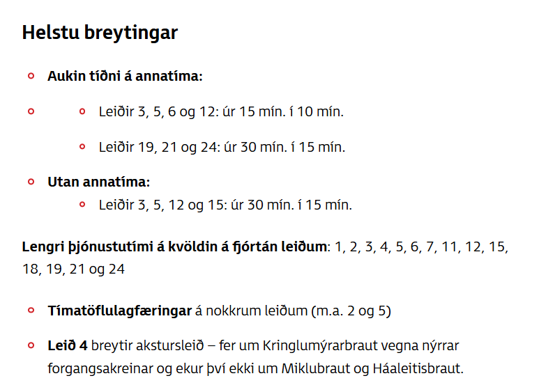Strætóleiðir