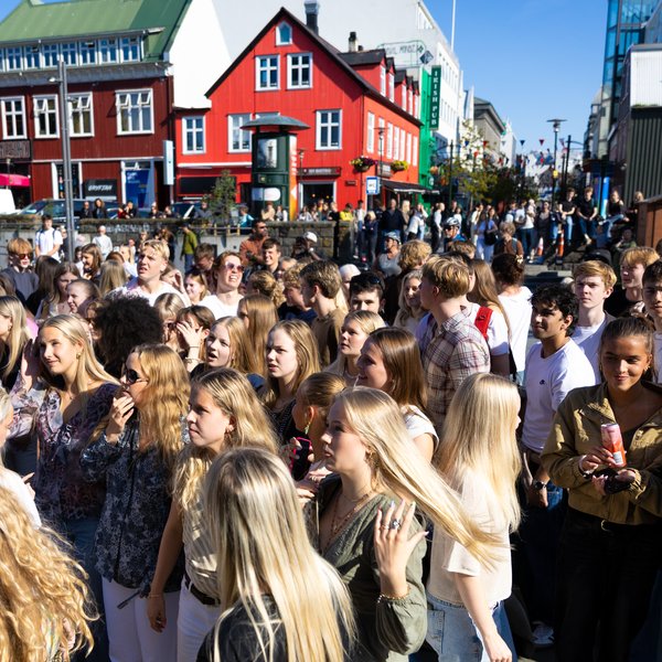 Geggjuð stemmning á Ingólfstorgi í dag