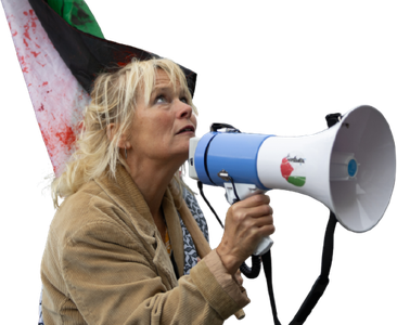 Félagsmenn félagsins Ísland Palestínu mótmæla við stjórnarráðið