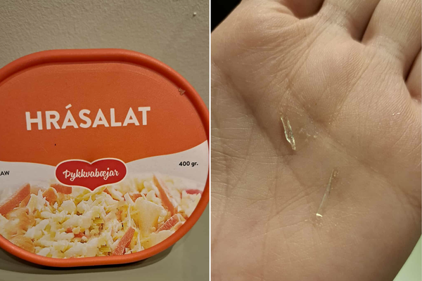 Fékk glerbrot í hrásalatinu