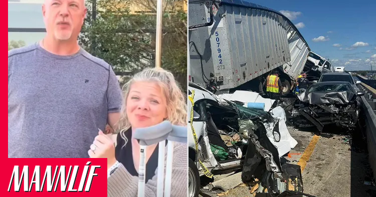 Bíllinn í klessu en ástin í fullu fjöri