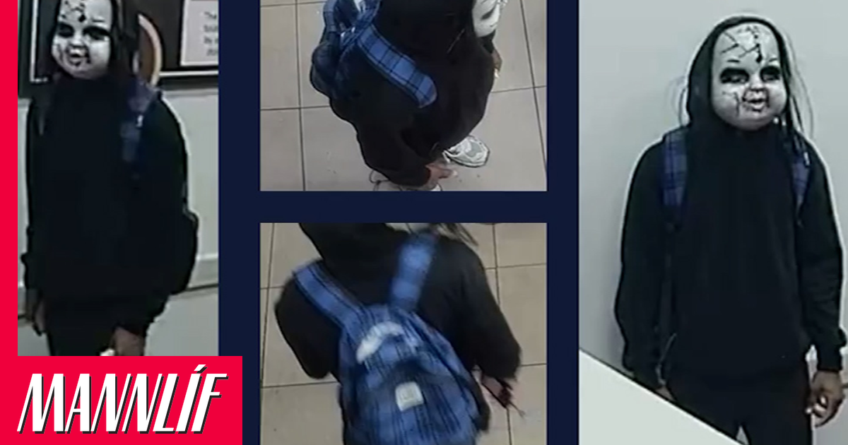 Ógnar fólki í Fíladelfíu með ógeðfellda grímu á smettinu